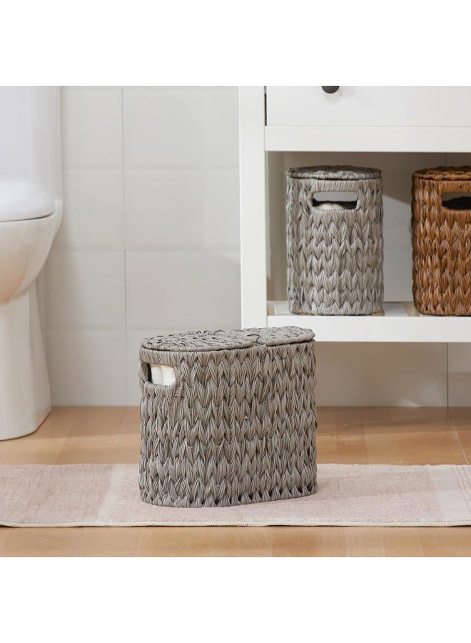 ROSOS Toilet Paper Storage with Double Lid, Toilet Paper Basket for Storage, Waterproof Toilet Tissue Holder for Bathroom, Freestanding Toilet Paper Storage Basket for 4 Rolls, Grey - Image 4