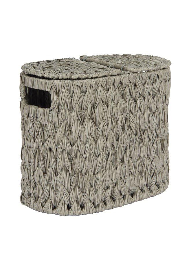 ROSOS Toilet Paper Storage with Double Lid, Toilet Paper Basket for Storage, Waterproof Toilet Tissue Holder for Bathroom, Freestanding Toilet Paper Storage Basket for 4 Rolls, Grey - Image 1