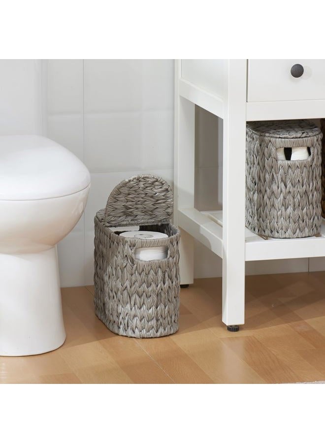 ROSOS Toilet Paper Storage with Double Lid, Toilet Paper Basket for Storage, Waterproof Toilet Tissue Holder for Bathroom, Freestanding Toilet Paper Storage Basket for 4 Rolls, Grey - Image 5