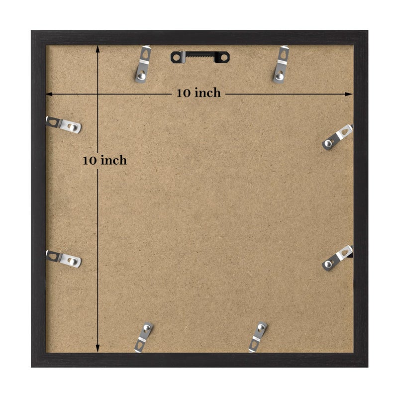 eletecpro 10x10 Picture Frames Set of 9 with Mat for 8x8 Photos or without Mat for 10x10, Square Gallery Wall Decor Collage for Picture Display, Black Frame Set for Wall Hanging - Image 4