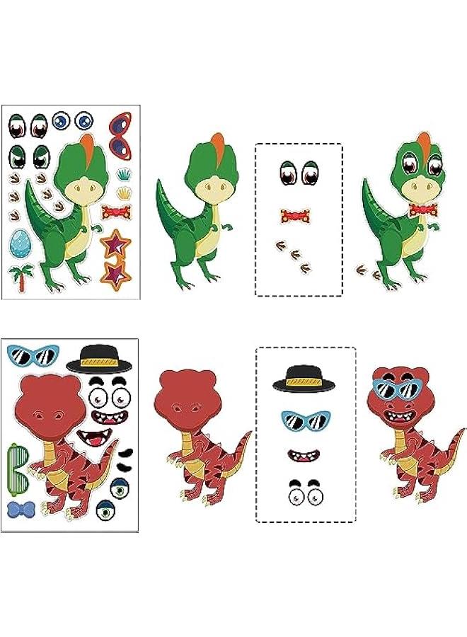 HOOKOR 36 Sheets Make Your Own Unicorn Stickers for Kids Toddlers, Make a Face Stickers for Kids Party Favors Activities, Rewards, Art Craft with 6 Designs (Dinosaur) - Image 3