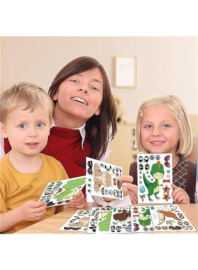 HOOKOR 36 Sheets Make Your Own Unicorn Stickers for Kids Toddlers, Make a Face Stickers for Kids Party Favors Activities, Rewards, Art Craft with 6 Designs (Dinosaur) - Image 4