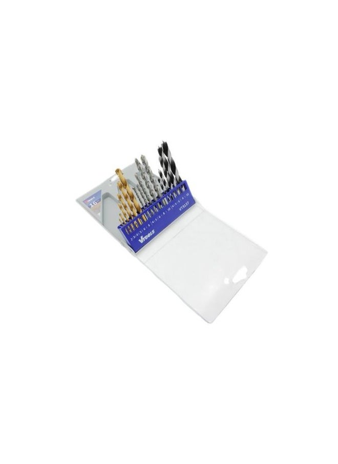 VTOOLS - 16Pcs Drill Bits Set, With HSS and HCS Bits, Heat Resistance, 135 Degree Spilt Point - Image 1