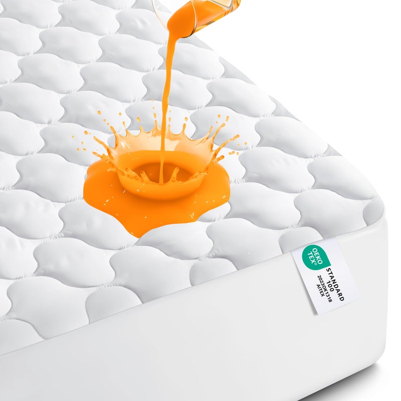 Utopia Bedding Waterproof Mattress Protector, Twin Mattress Pad, Quilted Fitted Cover Stretches up to 16 Inches Deep (White) - Image 1