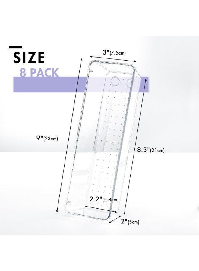 8 Pack Desk Drawer Organizers, Clear Drawer Organizers, Toiletry and Storage Organizers, Non-Slip Plastic Drawer Organizer for Makeup, Bathroom, Kitchen and Office - Image 2