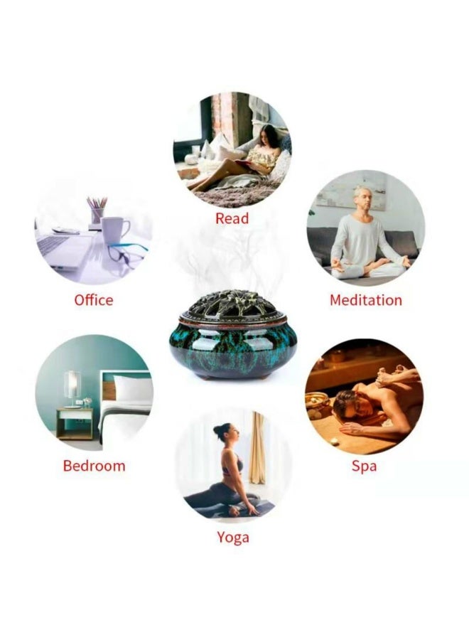 LAMDAWN Ceramic Incense Burner with Incense Stick Holder  Insulation use for Stick or Coil Incense Sage Cones and Frankincense Fambe Blue - Image 4