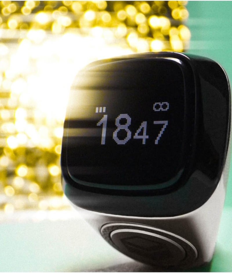 WELL iQIBLA Smart Tasbih Zikr Ring- الصلاة المسلمة- تذكير توقيت الصلاة شاشة OLED Tasbih Counter Smart Ring تكنولوجيا قابلة للارتداء مقاومة للماء (20MM معدن، فضة) - Image 5