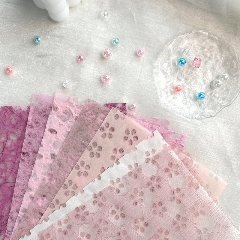 Aromoty 30Pcs Handmade Textured Scrapbook Paper&Mesh Fabric set - Unique A5 sheet Craft Mulberry Special Rice Paper Mix for Scrapbooking Junk Journaling Supplies Card Collage DIY Materials, 5.8x8.2 inches - Image 3