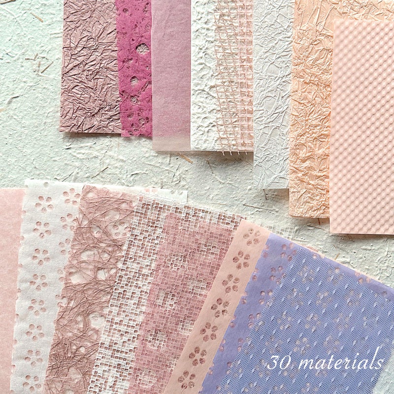 Aromoty 30Pcs Handmade Textured Scrapbook Paper&Mesh Fabric set - Unique A5 sheet Craft Mulberry Special Rice Paper Mix for Scrapbooking Junk Journaling Supplies Card Collage DIY Materials, 5.8x8.2 inches - Image 5