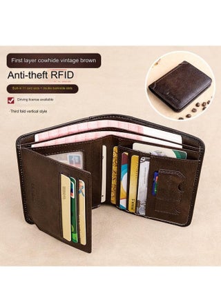 Portable Business Men's Genuine Leather Anti-theft Brush Ultra-thin Multi-card Slot Short Wallet Wallet wallet Brown - pzsku/Z8EE56AAEE9FEF28C179EZ/45/_/1708416849/cbfeefbf-c124-4e3b-af26-d8216dd871e7