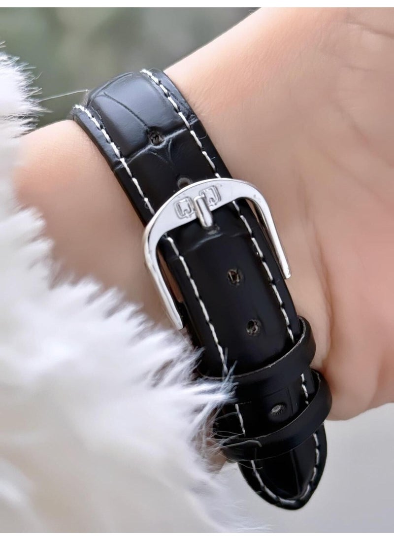 Q&Q Minimal Elegant Thin Case Women's Leather Band Wristwatch  - Image 3