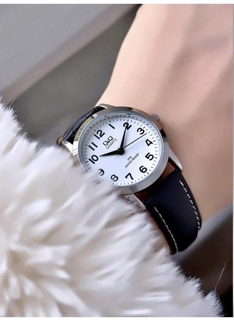 Q&Q Minimal Elegant Thin Case Women's Leather Band Wristwatch  - Image 1