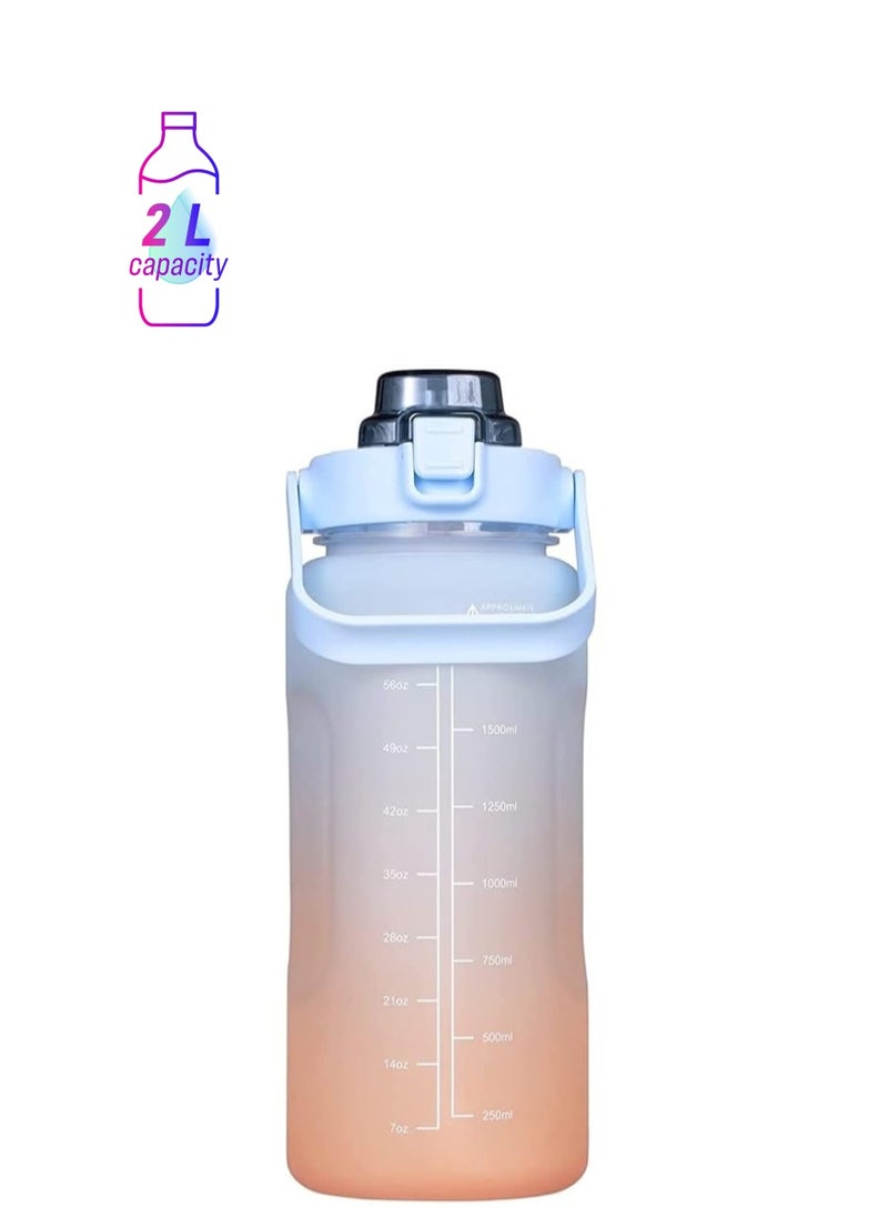 Atlasware XXSSIER Plastic Sipper Water Bottle 2 Liter With Motivational Time Marker Non-Toxic Water Bottle For Office,Water Bottle For Gym (Blue)  - Image 1
