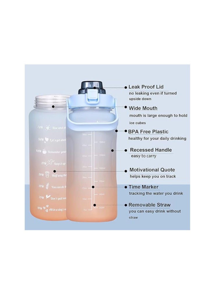 Atlasware XXSSIER Plastic Sipper Water Bottle 2 Liter With Motivational Time Marker Non-Toxic Water Bottle For Office,Water Bottle For Gym (Blue)  - Image 4