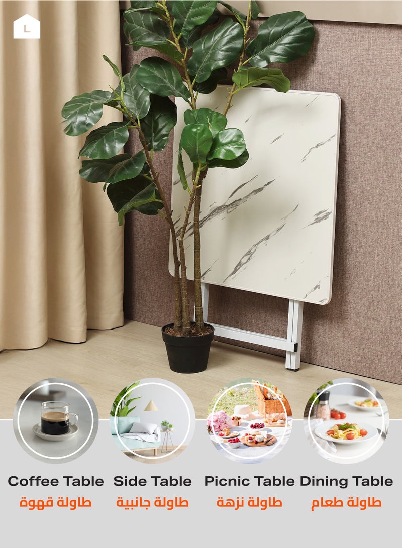 لوازم طاولة مربعة قابلة للطي 80×80×72 سم - أبيض - عملية ومحمولة ومتينة وسهلة التنظيف، مثالية لتناول الطعام والمساحات الصغيرة وغرف المعيشة والاستخدام الخارجي والنزهات والمناسبات - Image 5