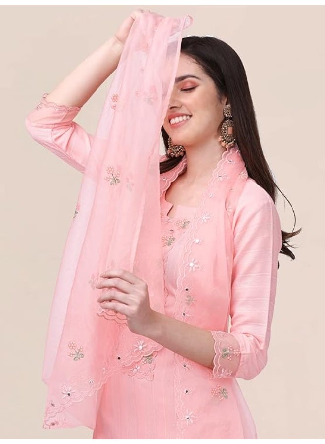 TRENDMALLS 4XL طقم بدلة نسائية من تريندمالز، مصنوع من مزيج القطن ومطرز، يتكون من سروال وبنطال وشال. - Image 4