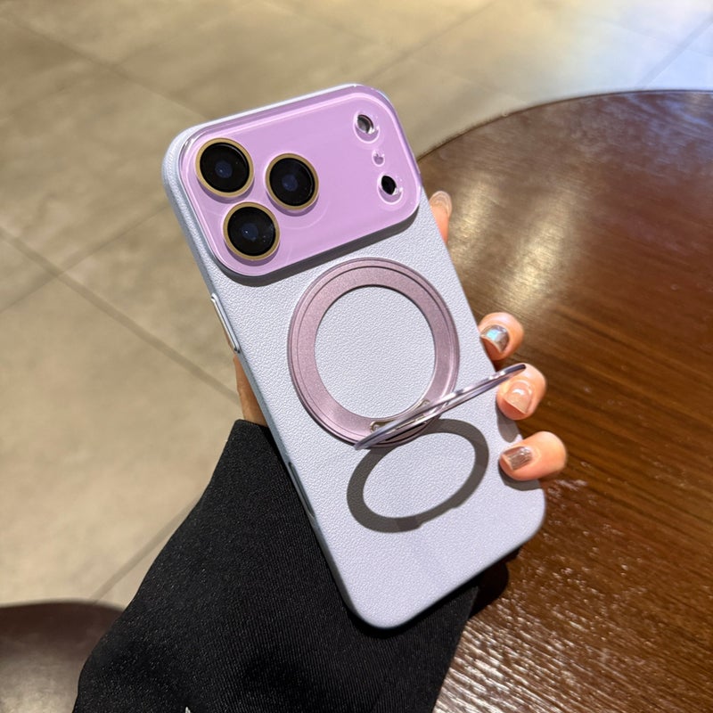 غطاء MagSafe بملمس باللون أسود مغناطيسي بوظيفة حامل جلد لـ iPhone 14 / 14 Plus / 14 Pro / 14 Pro Max مع مغناطيس قوي وحماية من السقوط مع مقاوم للصدمات مع حامل قائم مع تغطية كاملة - Image 1