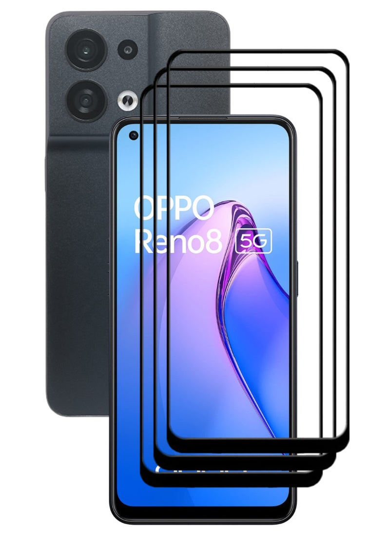3 Pieces Antistatic ESD Dustproof Premium Quality High Definition Tempered Glass Screen Protector Designed For Oppo Reno8