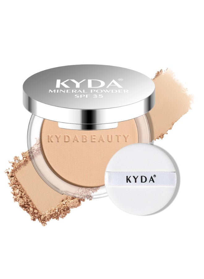 KYDA Mineral Powder SPF 35 4in1 Mineral Pressed Powder Foundation with Concealer and Setting Matte Weightless Pressed Foundation Light to Medium Coverage MEDIUM - Image 2