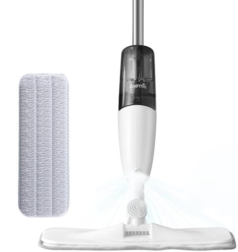 Deerma TB500 Spray Mop with Refillable Bottle & 360 Degree Rotatable Head Removable Washable Floor Cleaning Pad for Dry & Wet Surfaces Home Kitchen and Office Use (350ML, White) - Image 2