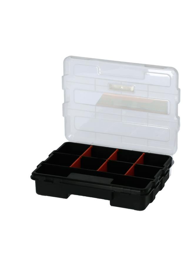 Tactix 8-Compartments Removable Dividers Super Spacious High Quality Tool Box Black and Clear 19cm 320016N - Image 2