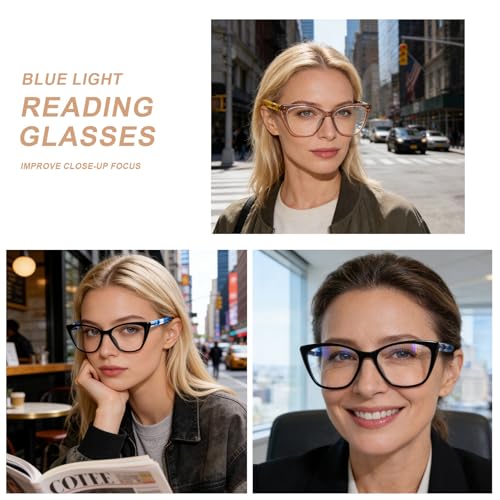 AQWANO Stylish Cat Eye Computer Reading Glasses Designer Blue Light Block Eyeglasses Readers Anti UV400 Digital Eyestrain for Women, 2.0 - Image 4