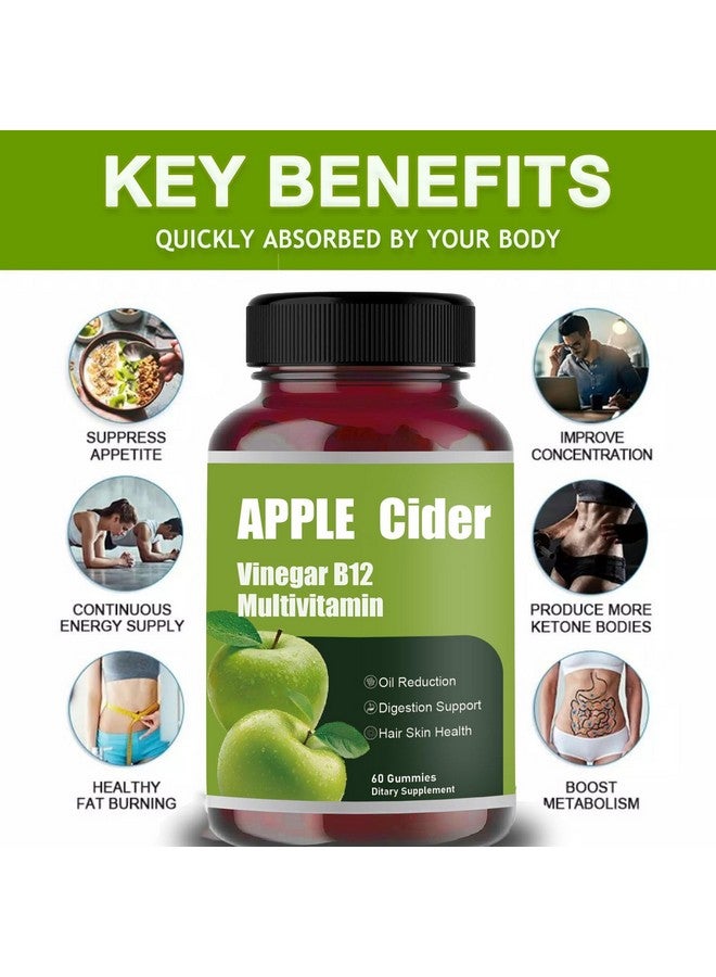 Generic Apple Cider Gummy-Apple Cider Vinegar B12 Multivitamin, Natural Apple Cider Vinegar Gummies - Vinagre de Sidra de Manzana Gomitas - Vegan & Gluten-Free - 60 Gummies (1)  - Image 4