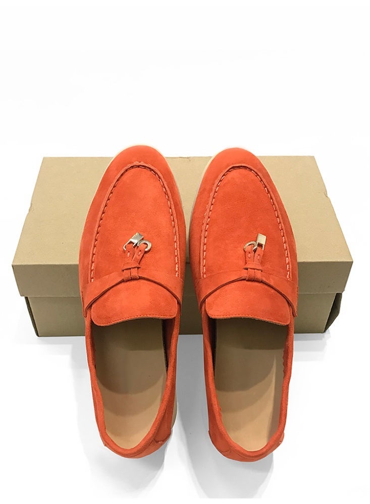 Suede Loafers Women Fashion Design Flats Summer Walk Loafers Genuine Leather Slip On Round Toe Soft Flats Casual Shoes Size 42 - Image 3
