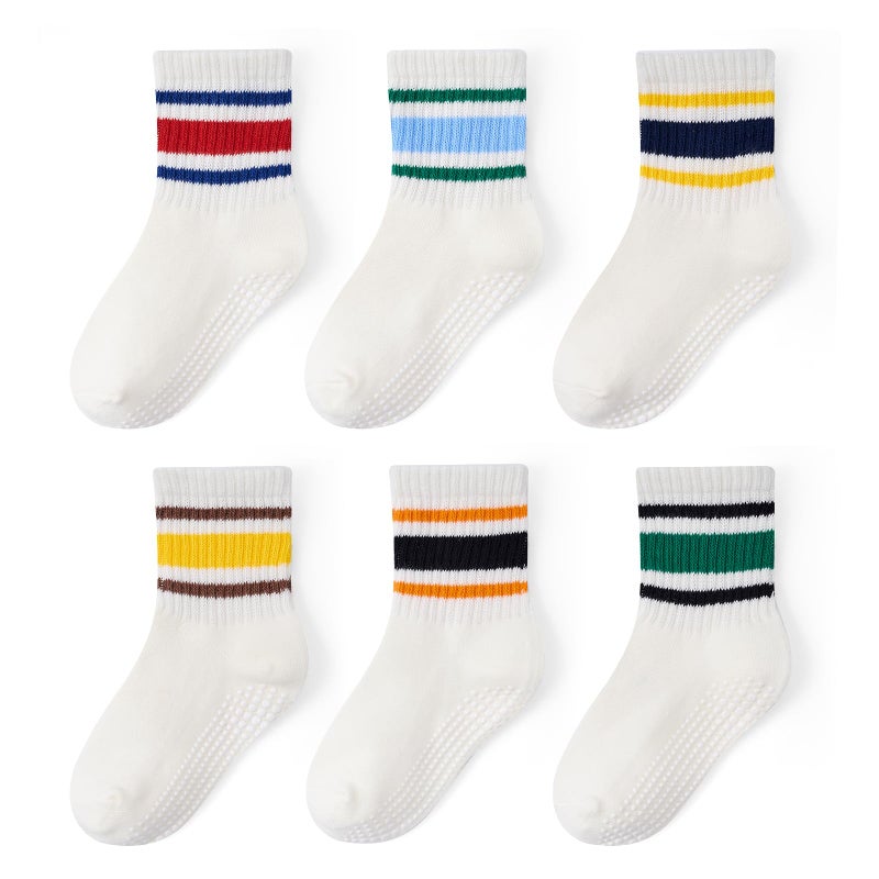 Bearbay Non-Slip Toddler Grip Socks with Anti Skid Soles, Unisex Cotton Crew Ankle Socks for Baby Boys Girls Kids - Image 1