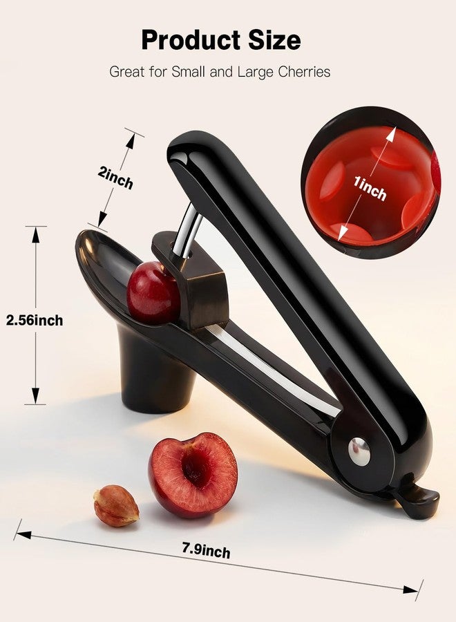 Dumsud Cherry Pitter, Cherry Pit Remover Tool Cherries Corer Pitter with Hand-held Push, Olive Seed remover stones with lock design, Durable Cherries seed Corer for Cherry Jam -Black - Image 2