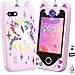 Yosfeng Kids Smart Phone for Girls Gifts Toddler Christmas Birthday Gift for Age 3 4 5 6 Year Old Kids Cell Phone Toy with Touchscreen Dual Cameras Learning Kid Mp3 Player Games with 32 GB Card - Image 3