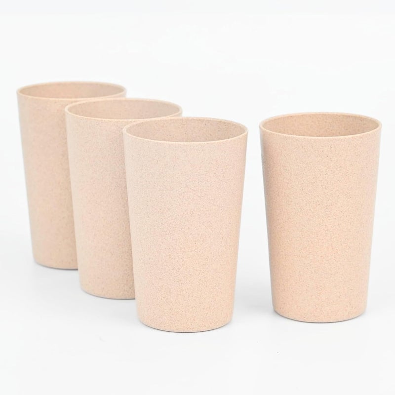 Eha EarthFriendly Unbreakable Drinking Glass Set of 4 for Water and Juice 250 ml Each Tumblers Made with Rice Husk Bamboo Fibers Microwave Safe for Hot Cold Sand Castle Beige - Image 1