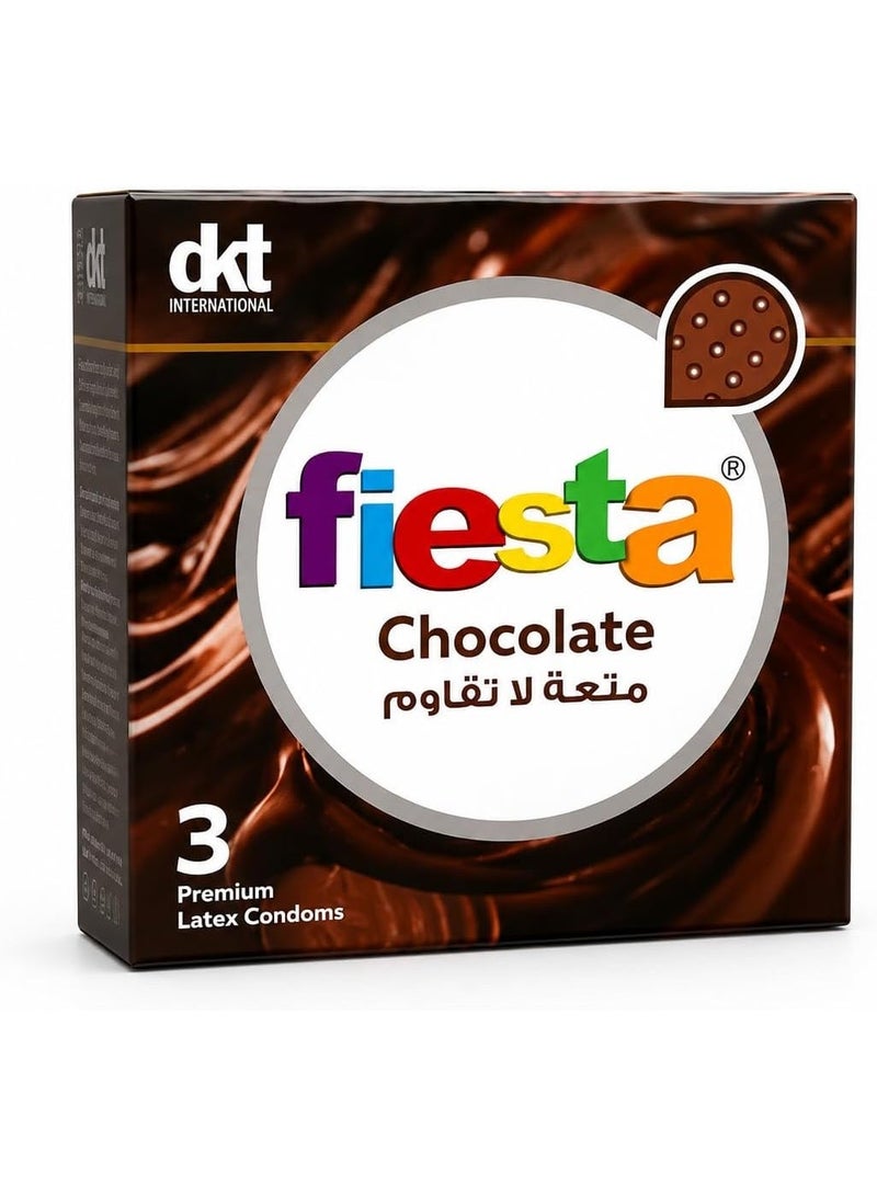 Fiesta Chocolate Condoms Dotted & Flavored 4 Packs Of 3 Condoms - Image 2
