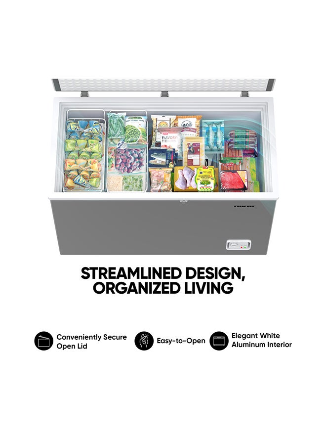 NIKAI 440L Gross / 400L Net, Single Door Chest Freezer With Storage Basket, High Energy Efficiency Cooling System, Adjustable Temperature, Child Lock, Silent Operation, Ideal For Home And Restaurants 440 L 620 kW NCF440N7S Silver - Image 5