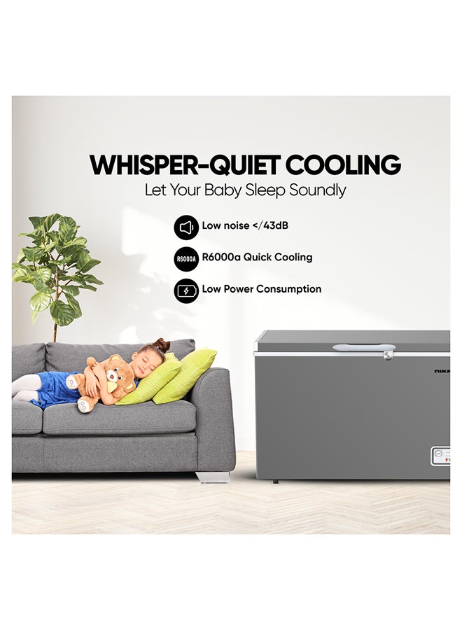 NIKAI 440L Gross / 400L Net, Single Door Chest Freezer With Storage Basket, High Energy Efficiency Cooling System, Adjustable Temperature, Child Lock, Silent Operation, Ideal For Home And Restaurants 440 L 620 kW NCF440N7S Silver - Image 3