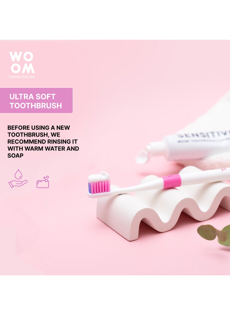 Woom - Toothbrush WOOM Ultra Soft (Pink Color), for Sensitive Teeth and Gums - Image 1