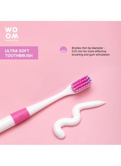 Woom Toothbrush WOOM Ultra Soft (Pink Color), for Sensitive Teeth and Gums  - Image 4