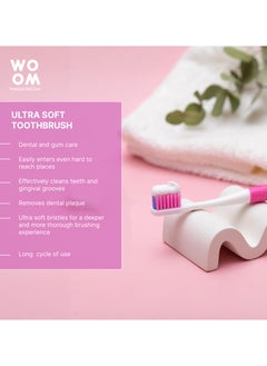 Woom Toothbrush WOOM Ultra Soft (Pink Color), for Sensitive Teeth and Gums  - Image 3
