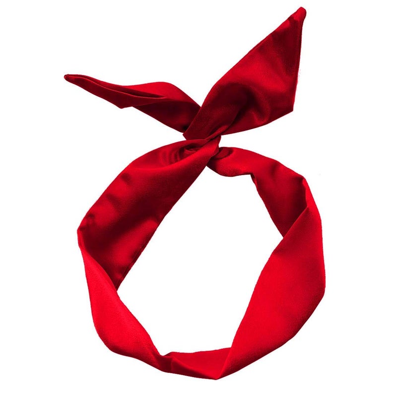 HYFEEL Wire Headbands for Women Knotted Bows Cute Fashion Plain Twisted Satin Ribbon Girls Hair Scarf Accessories Solid Colors  Red