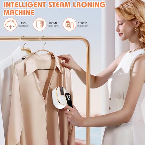 BSummit Upgrade Saker plus Steam Iron, 3 Steam Levels Clothes Steamer, 2-In-1 Steamer and Iron Professional Heavy-Duty Steam Travel Irons for Clothes, Suitable for Wool, Silk, Knitwear, Linen (White) - Image 2