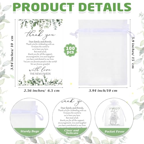 FoldTier 100sets Wedding Favors for Guests Include Key Bottle Opener Beer Bottle Opener Keychain Thank You Cards and Organza Bags Bridal Shower Wedding Party Souvenirs Gifts (Cheers) - Image 3