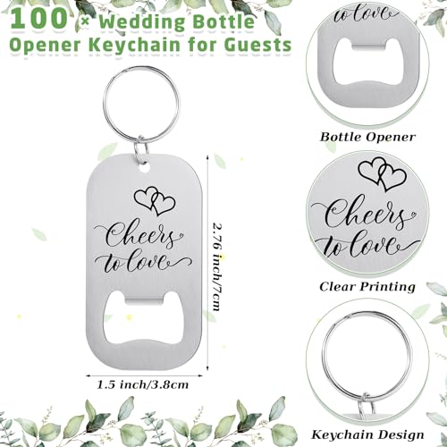 FoldTier 100sets Wedding Favors for Guests Include Key Bottle Opener Beer Bottle Opener Keychain Thank You Cards and Organza Bags Bridal Shower Wedding Party Souvenirs Gifts (Cheers) - Image 2