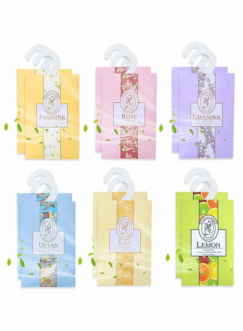 حقيبة معطرة 12 قطعة أكياس معطرة منعشة لخزائن الملابس وأدراج المنزل تدوم طويلاً لتجديد الهواء في الأدراج، الخزائن، الحمامات، والسيارات - Image 1