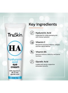 TruSkin TruSkin Eye Cream for Dark Circles and Puffiness - With Hyaluronic Acid, Glycolic Acid, Vitamins C, B5 & E to Hydrate Delicate Under Eye Skin - Dark Circles Under Eye Cream for Women, 0.5 fl oz  - Image 3