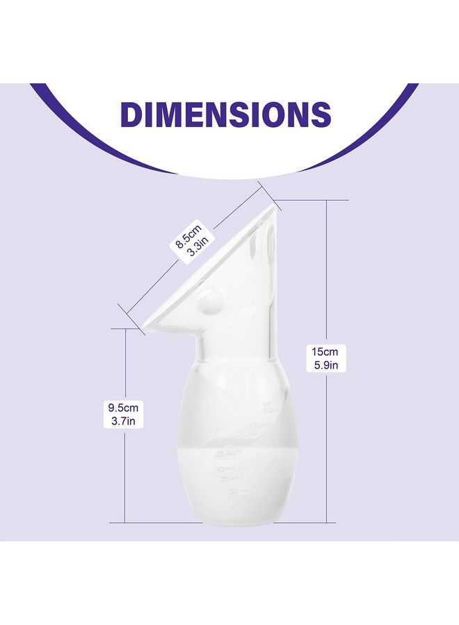 Amplim مجمع حليب الثدي سيليكون جيل 2؛ 1 عبوة مضخة حليب يدوية من الدرجة الغذائية للسفر مع واقي حليب الرضاعة؛ مؤهل لـ FSA HSA خالي من BPA و PVC والرصاص والفثالات؛ 4 أوقية/100 مل بنفسجي - Image 3