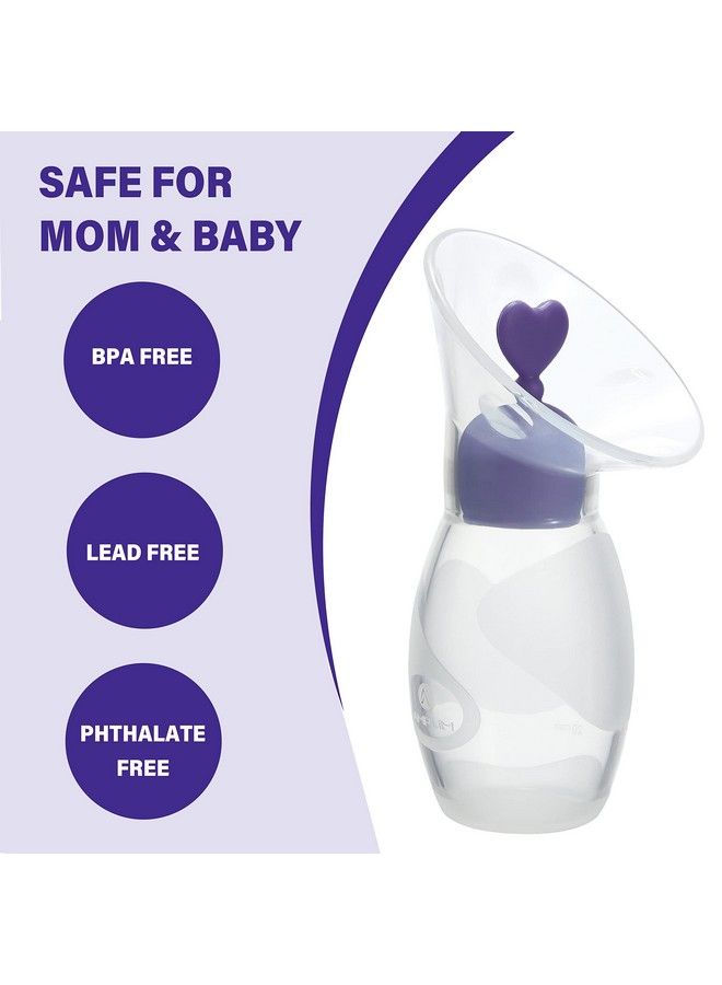 Amplim مجمع حليب الثدي سيليكون جيل 2؛ 1 عبوة مضخة حليب يدوية من الدرجة الغذائية للسفر مع واقي حليب الرضاعة؛ مؤهل لـ FSA HSA خالي من BPA و PVC والرصاص والفثالات؛ 4 أوقية/100 مل بنفسجي - Image 4