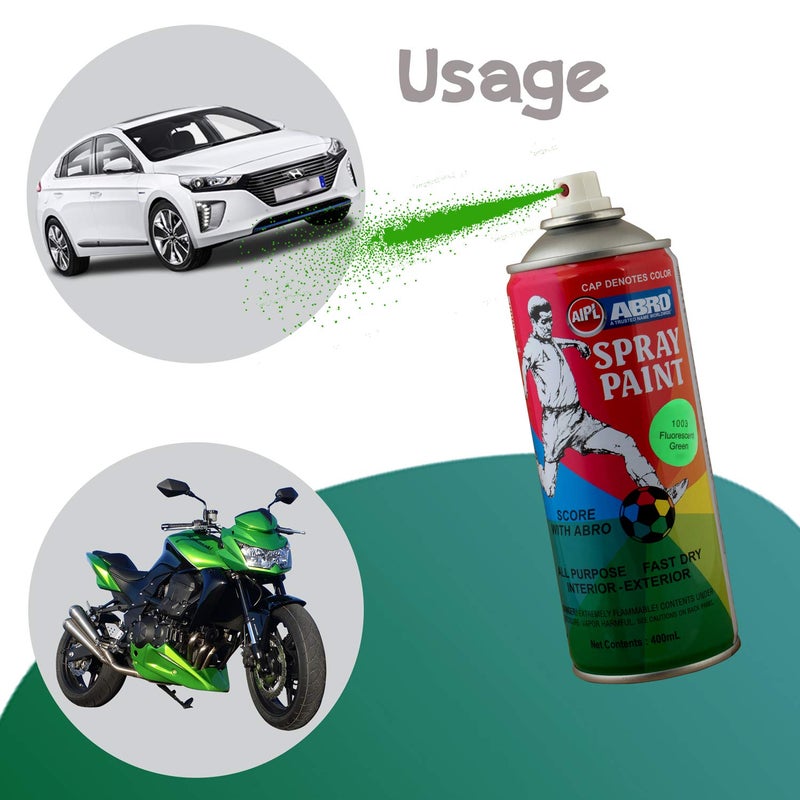 Abro ABS1003 Spray Paint, Fluorescent Green Glossy Finish 400ml - Image 4