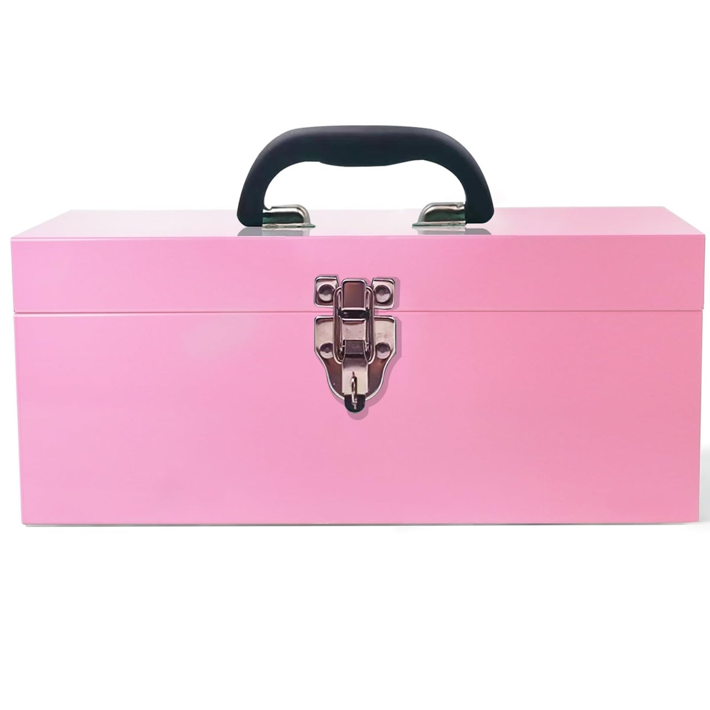 16" Portable Metal Toolbox Large Tool Box 18-Gauge Fishing Tackle Box Tool Box Drawer Organizer With Metal Latch and Handle Pink