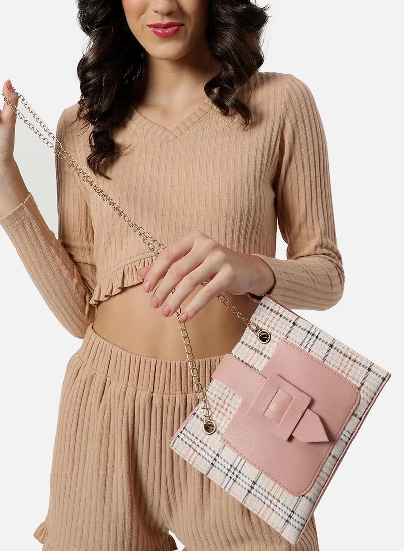 Haute Sauce  Checkered Pink Cross Body Bag for Women | Best Price UAE