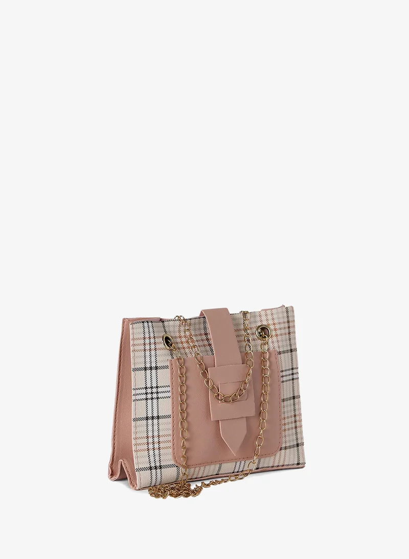Checkered Pink Cross Body Bag